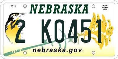 NE license plate 2K0451