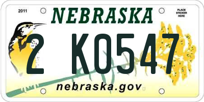 NE license plate 2K0547