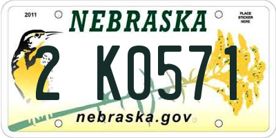 NE license plate 2K0571