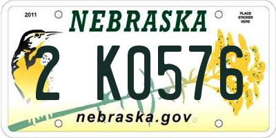 NE license plate 2K0576