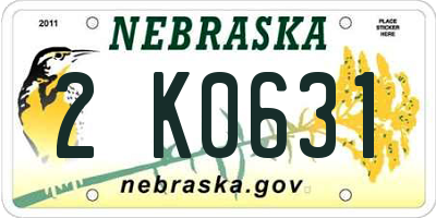 NE license plate 2K0631