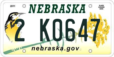 NE license plate 2K0647