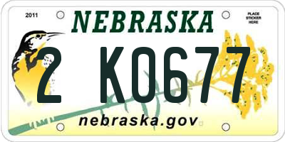 NE license plate 2K0677