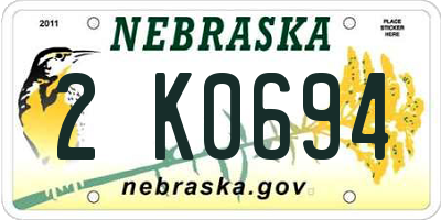 NE license plate 2K0694