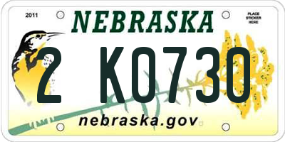NE license plate 2K0730