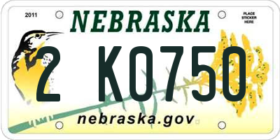 NE license plate 2K0750