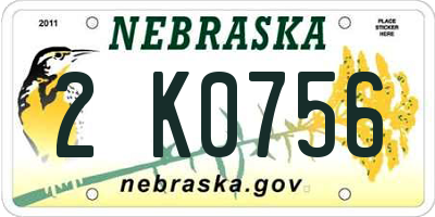 NE license plate 2K0756