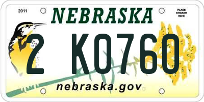 NE license plate 2K0760
