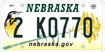 NE license plate 2K0770
