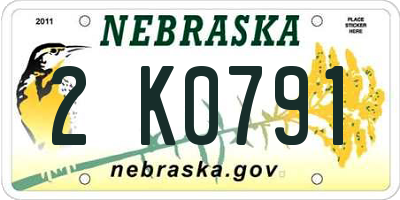 NE license plate 2K0791