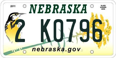 NE license plate 2K0796