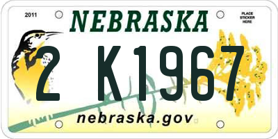 NE license plate 2K1967