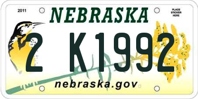 NE license plate 2K1992