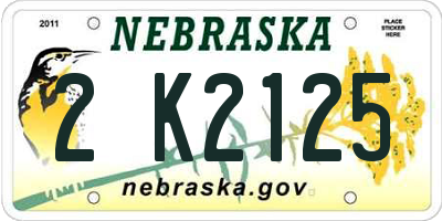 NE license plate 2K2125