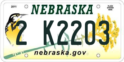 NE license plate 2K2203