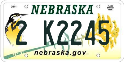 NE license plate 2K2245