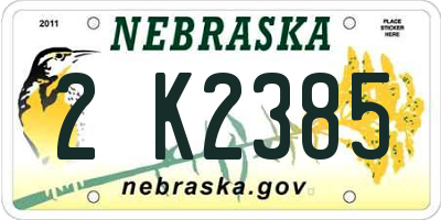 NE license plate 2K2385