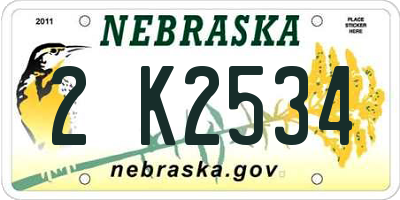 NE license plate 2K2534