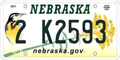 NE license plate 2K2593