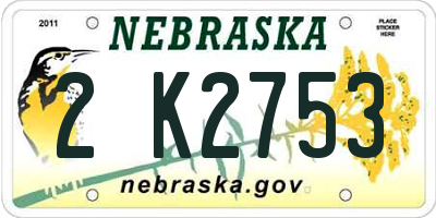 NE license plate 2K2753