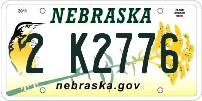 NE license plate 2K2776