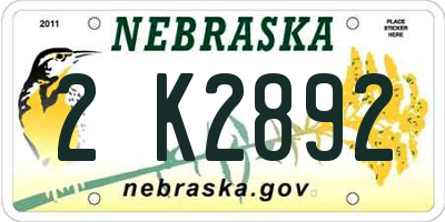 NE license plate 2K2892