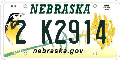 NE license plate 2K2914