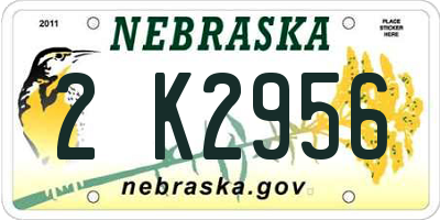 NE license plate 2K2956