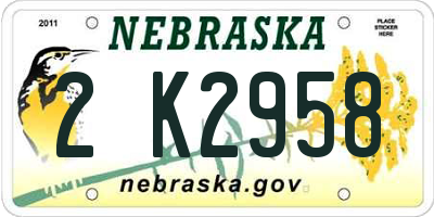 NE license plate 2K2958