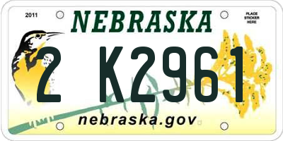 NE license plate 2K2961
