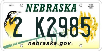 NE license plate 2K2985