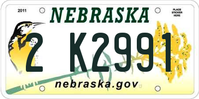 NE license plate 2K2991