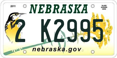 NE license plate 2K2995