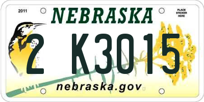 NE license plate 2K3015