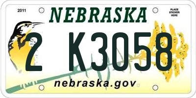 NE license plate 2K3058
