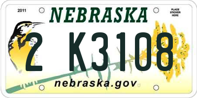 NE license plate 2K3108
