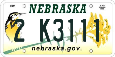 NE license plate 2K3111