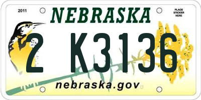 NE license plate 2K3136