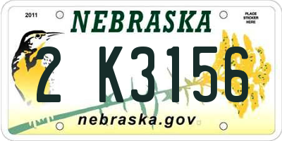 NE license plate 2K3156