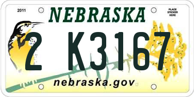 NE license plate 2K3167