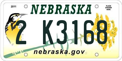 NE license plate 2K3168