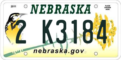 NE license plate 2K3184