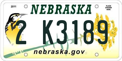NE license plate 2K3189