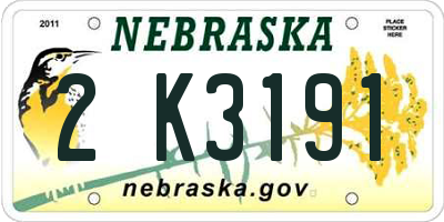 NE license plate 2K3191