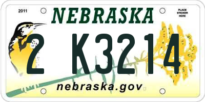 NE license plate 2K3214