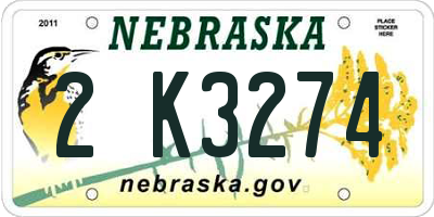 NE license plate 2K3274