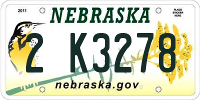 NE license plate 2K3278