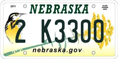 NE license plate 2K3300