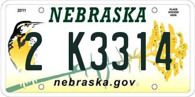 NE license plate 2K3314