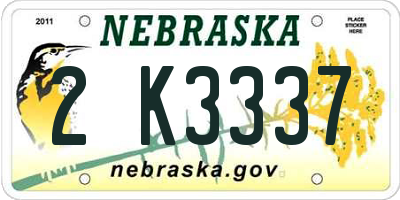 NE license plate 2K3337